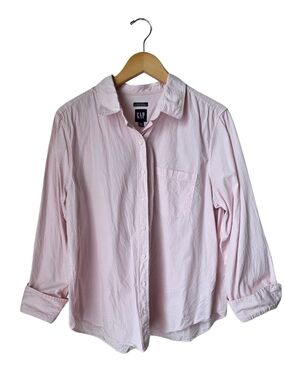 GAP Size XL Pink Striped Button-Down Shirt